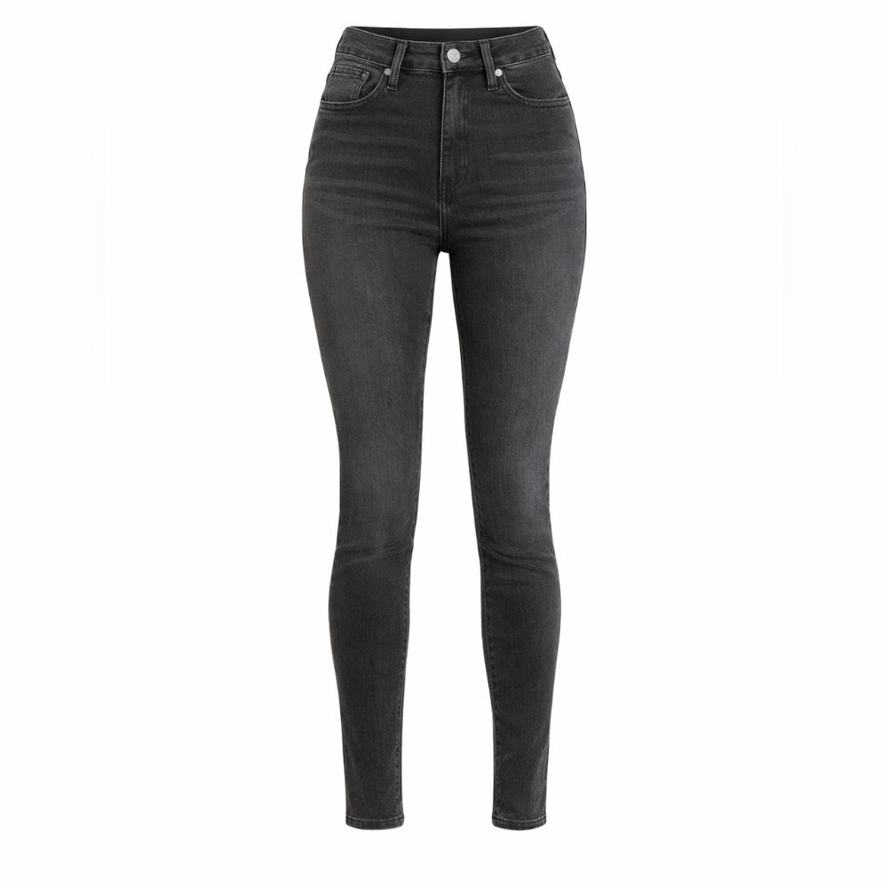 GOOD AMERICAN Good Classic High Waist Skinny Jean Faded Washed Black Gray NEW - Picture 2 of 7